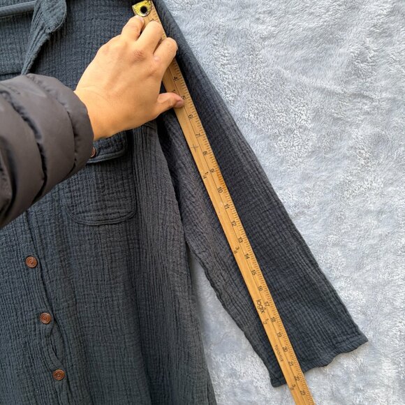 Nomad The Label Midi Dress Womens 16 Valentina Linen Blend Charcoal Button-Down - Picture 10 of 10